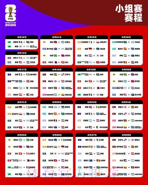2026世界杯比赛时间表完整版